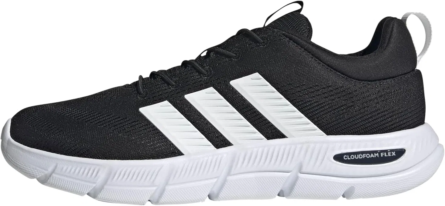 Мужские кроссовки Adidas Cloudfoam Flex на эластичных шнурках, Core Black Ftwr White Carbon
