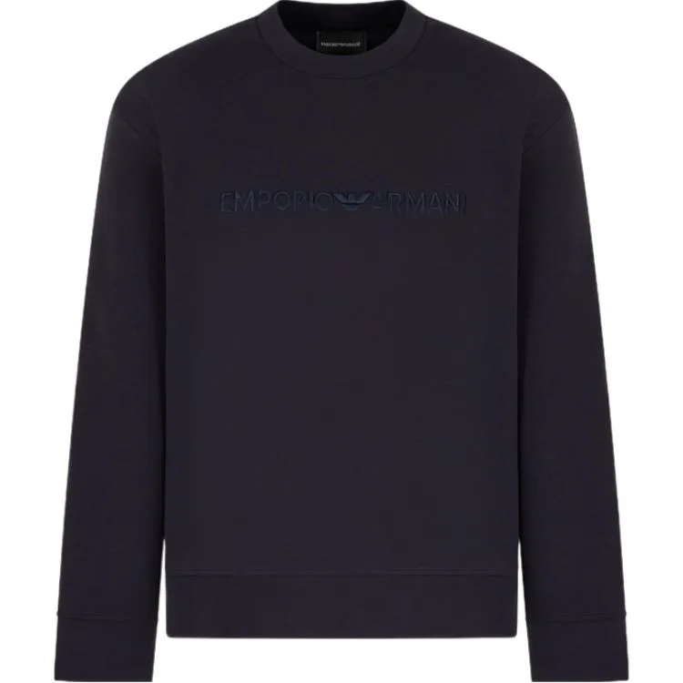 Asv Double jersey свитшот с тисненым вышитым логотипом EMPORIO ARMANI, marine синий