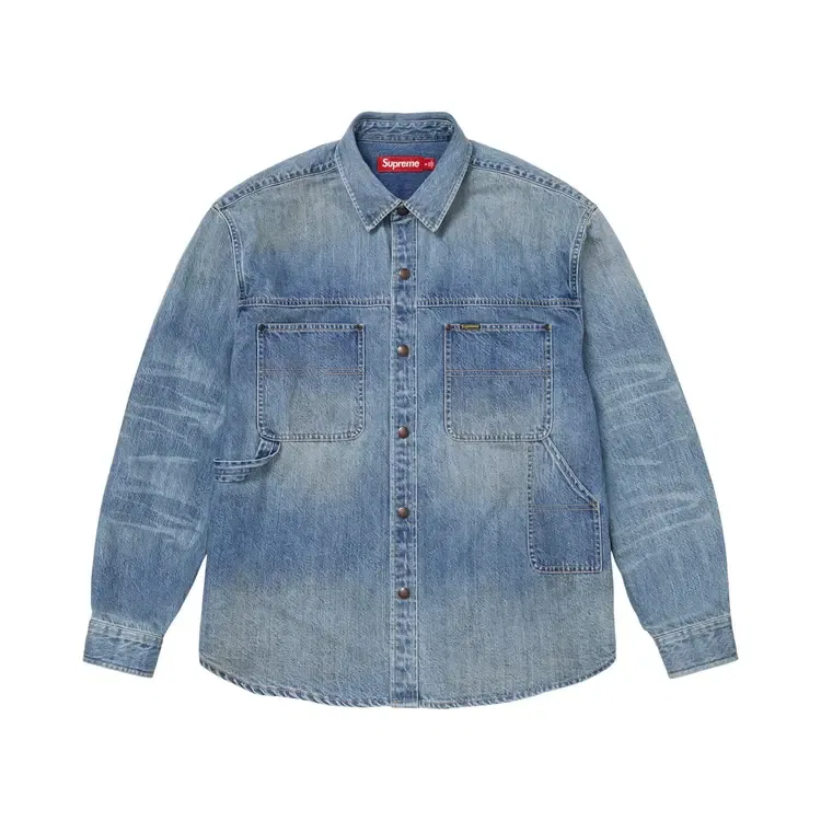 Рубашка Supreme Worn Snap Painter Shirt, синий