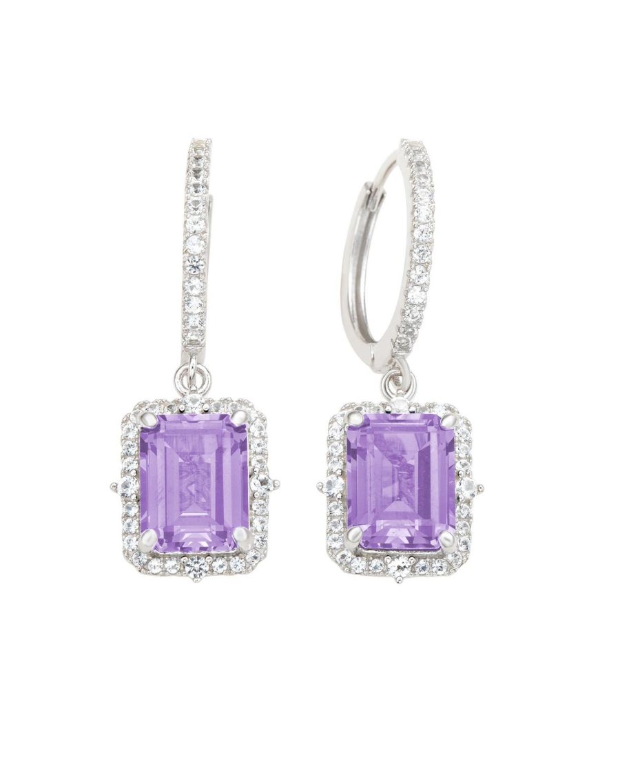 

Серьги-подвески Suzy Levian из стерлингового серебра с изумрудными камнями и ореолом из драгоценных камней Suzy Levian New York, Purple amethyst / silver