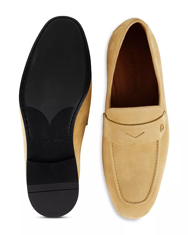 Мужские замшевые лоферы Tiberio. Ferragamo, бежевый — фото 3