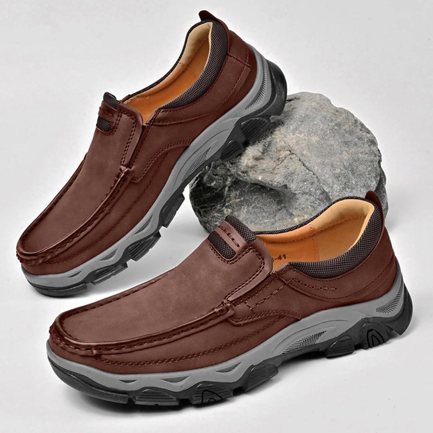 Туфли Herrenschuhe 2025 Artikel One Foot Herren Lederschuhe Freizeitschuhe Generic, Braun — фото 3
