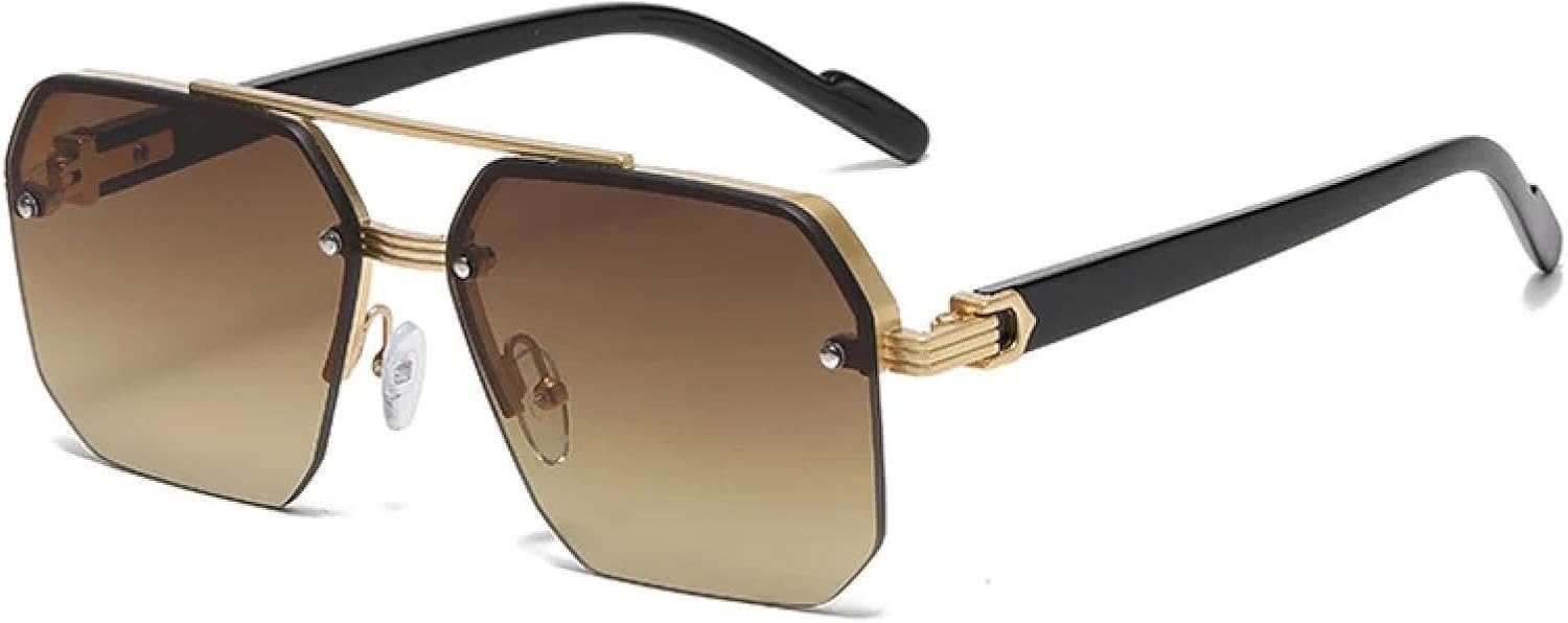 

Солнцезащитные очки с защитой от УФ-излучения UV400 | Без оправы, металлический панк, градиентный дизайн | для женщин и мужчин, для занятий спортом на открытом воздухе и вождения DSVIGF, Gold-brown