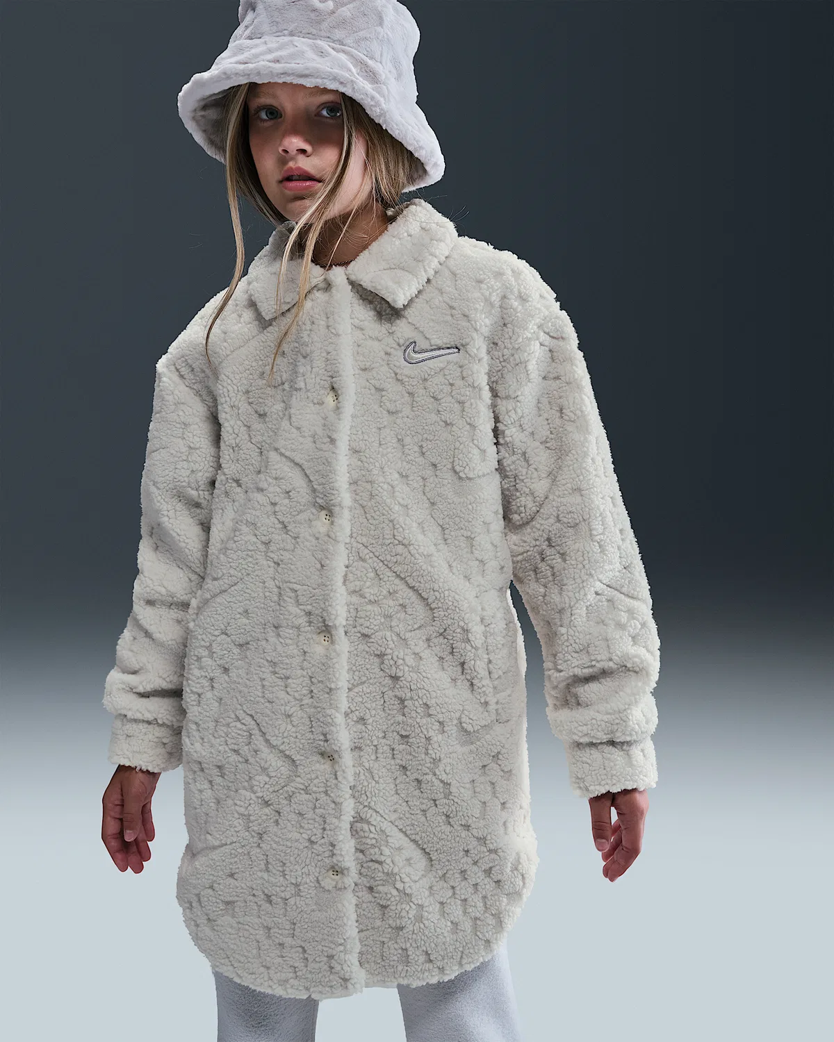 Детская куртка Nike Sportswear для девочек, Soft Pearl/White