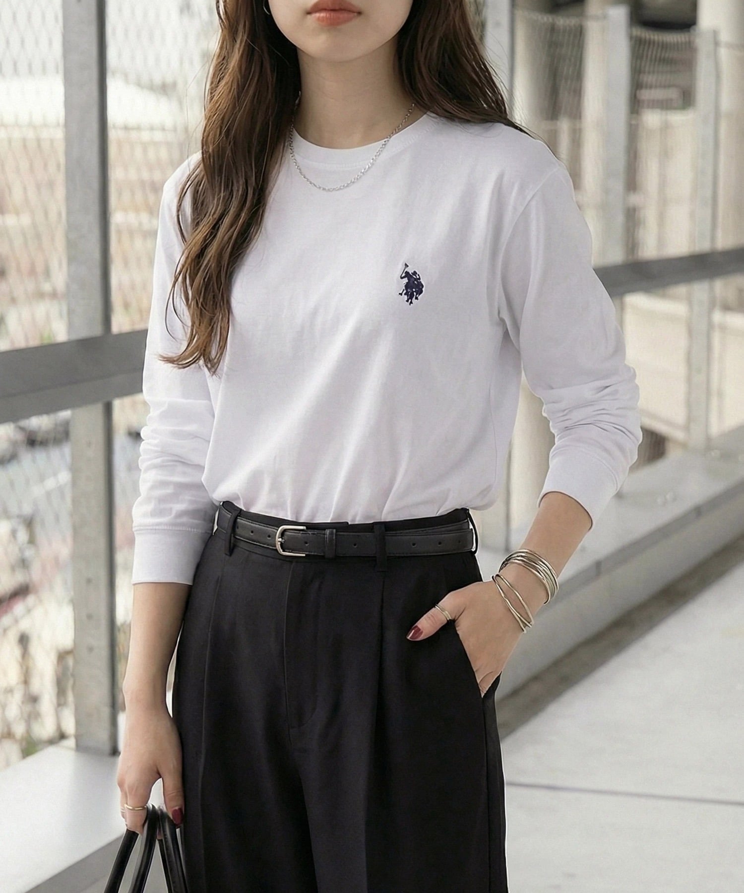 Футболка с длинным рукавом US POLO ASSN./Classic Pony с логотипом One-Point U.S. Polo Assn., WHT