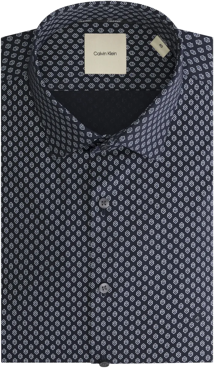 

Рубашка Calvin Klein с длинными рукавами "POPLIN 2TONES PRINT SLIM SHIRT" и вышитым логотипом, цвет Night Sky