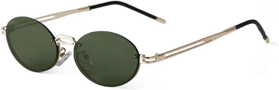 

LVTFCO Модные коричневые круглые овальные солнцезащитные очки без оправы для женщин, ретро-очки, мужские солнцезащитные очки с защитой от УФ-излучения UV400, C5