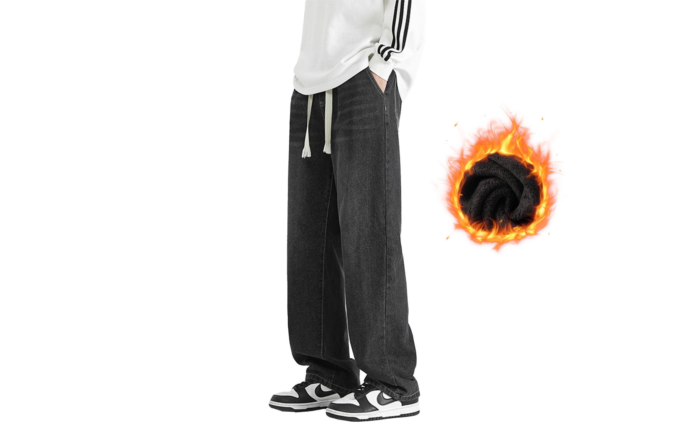 

Джинсы Unisex CELUCASN, каменная мойка серый (комплект с утепленной футболкой)