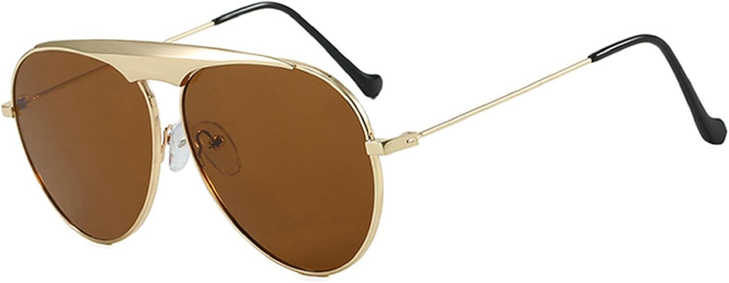 

Дизайнерские солнцезащитные очки-пилот большого размера в стиле 70-х для женщин. Модные черные солнцезащитные очки с металлической оправой, защита от УФ-излучения mincl, C3