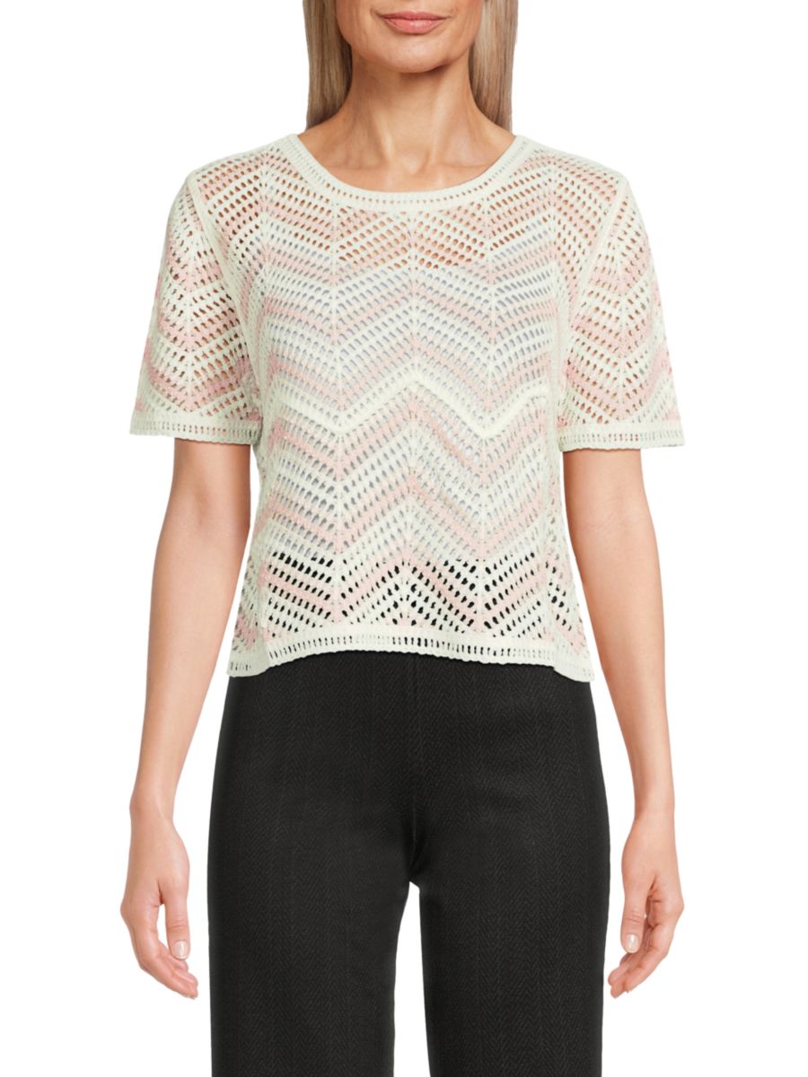 

Вязаный крючком свитер с шевроном Laundry by Shelli Segal, цвет Marshmallow Blush