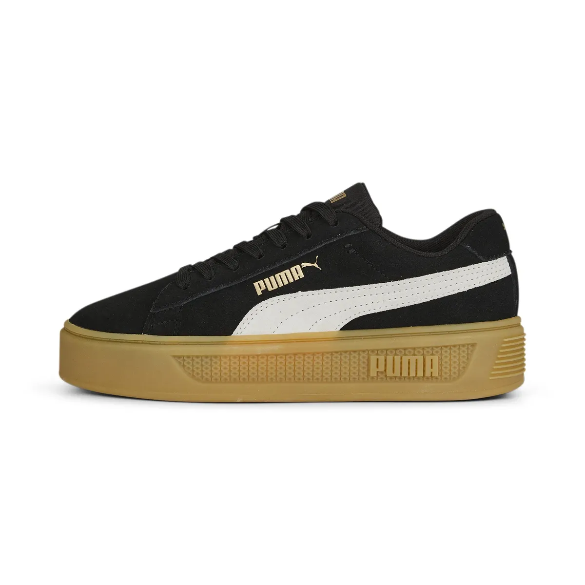 Кроссовки PUMA "Smash Platform V3 Замшевые кроссовки женские", цвет Black White Gold — фото 3