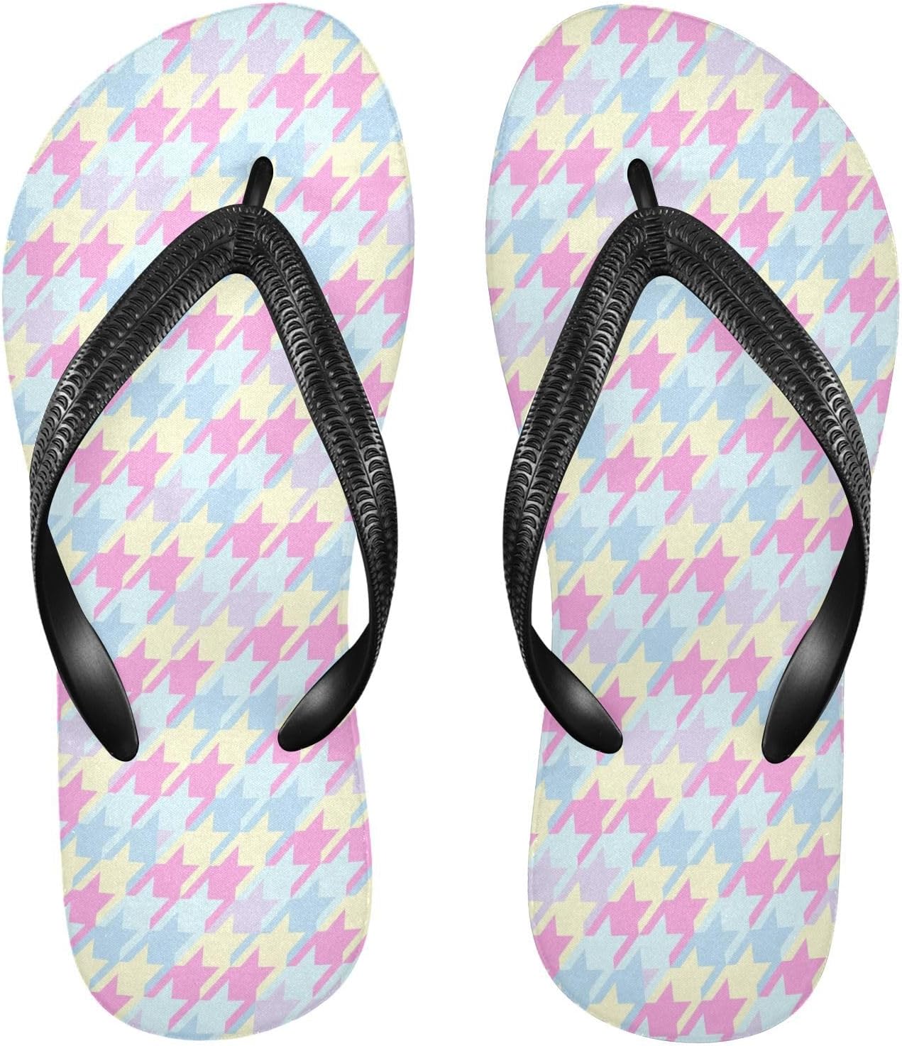 

Розовые пляжные шлепанцы в клетку «гусиная лапка», резиновые нескользящие летние тапочки, сандалии для душа, обувь для ходьбы для мужчин и женщин Sinestour