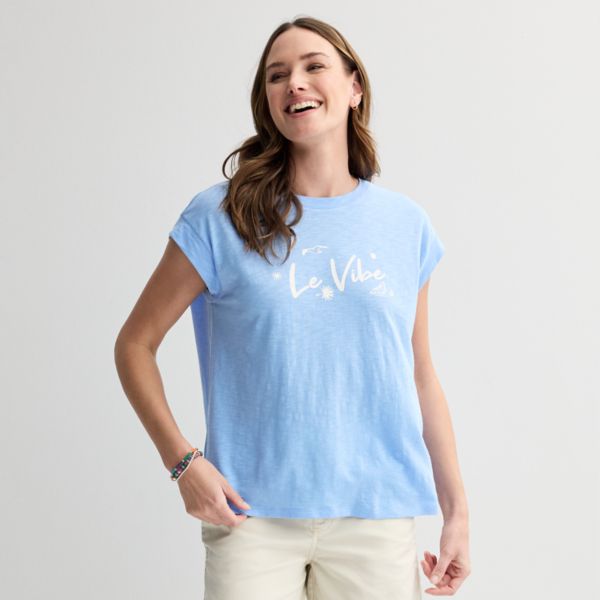 

Женский топ с короткими рукавами для мышц Sonoma Goods For Life, цвет blue vibe graphic
