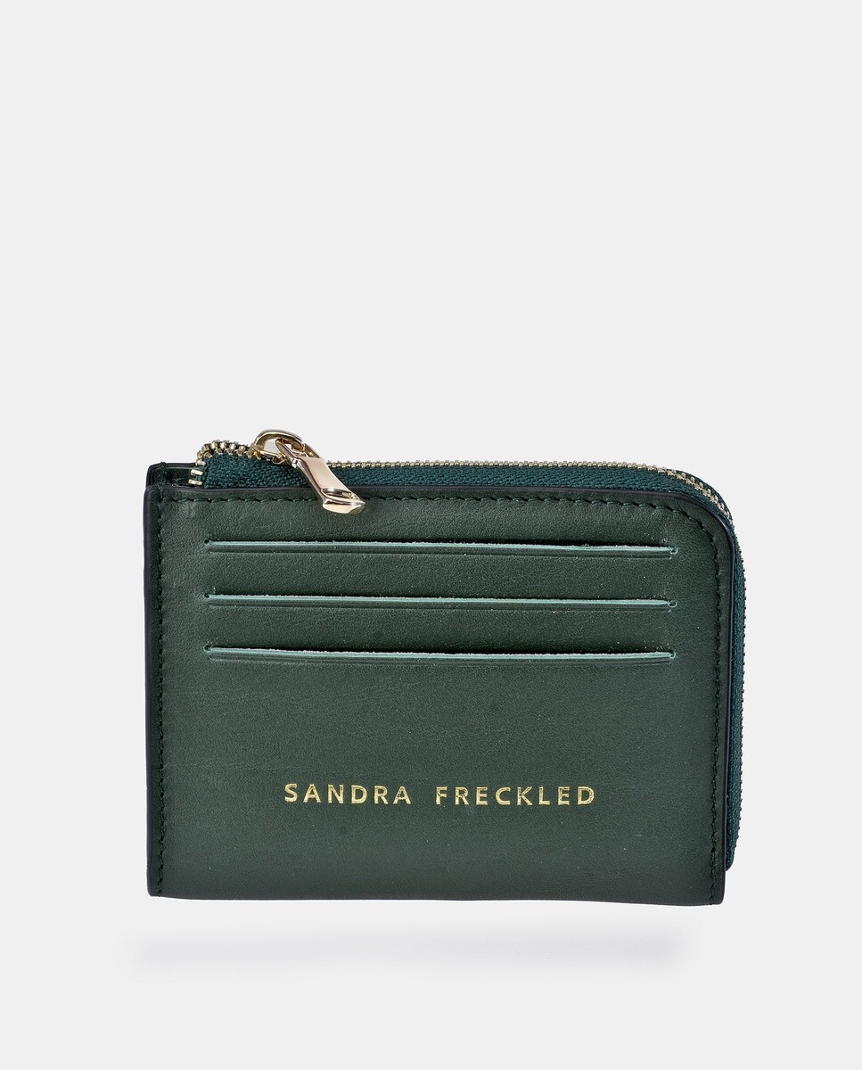 

Визитница из зеленой кожи с портмоне Sandra Freckled, зеленый