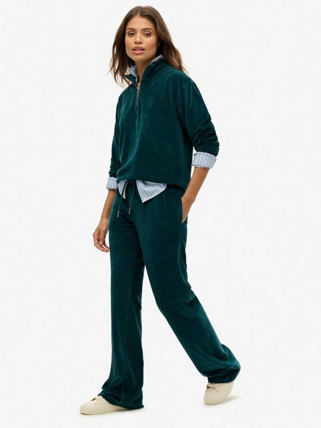 Вельюровые широкие спортивные брюки Superdry, Dark Pine Green — фото 3
