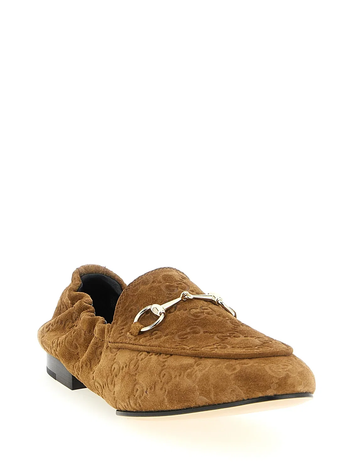 Замшевые лоферы GG GUCCI, коричневый — фото 2
