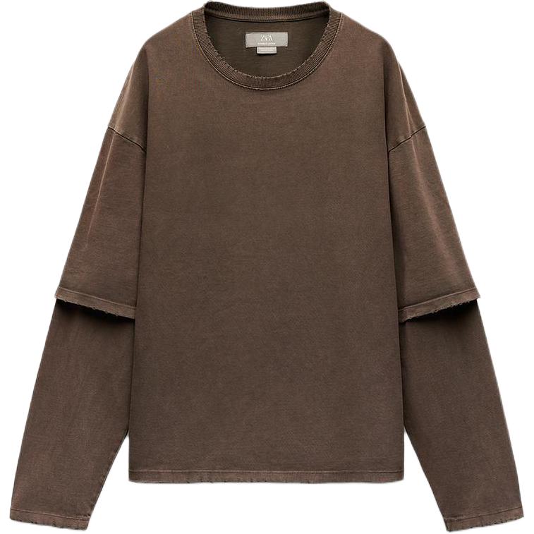 

Футболка с рукавом реглан женская коричневая ZARA