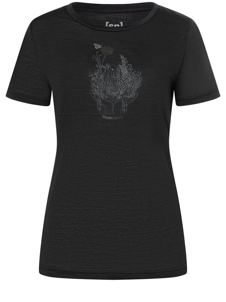

Функциональная рубашка super.natural Merino T-Shirt FLOWERHANDS, черный
