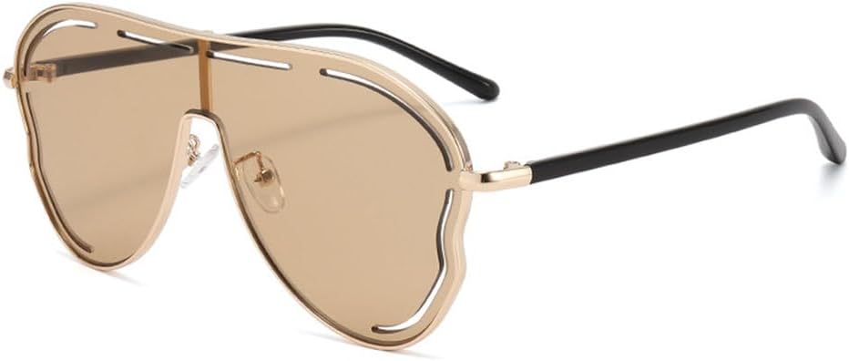 

Женские солнцезащитные очки с большой оправой и полыми линзами, солнцезащитный козырек, для путешествий и вождения на открытом воздухе, с защитой от УФ-излучения, модель 2025 года PRSTNN, Gold Transparent Tea