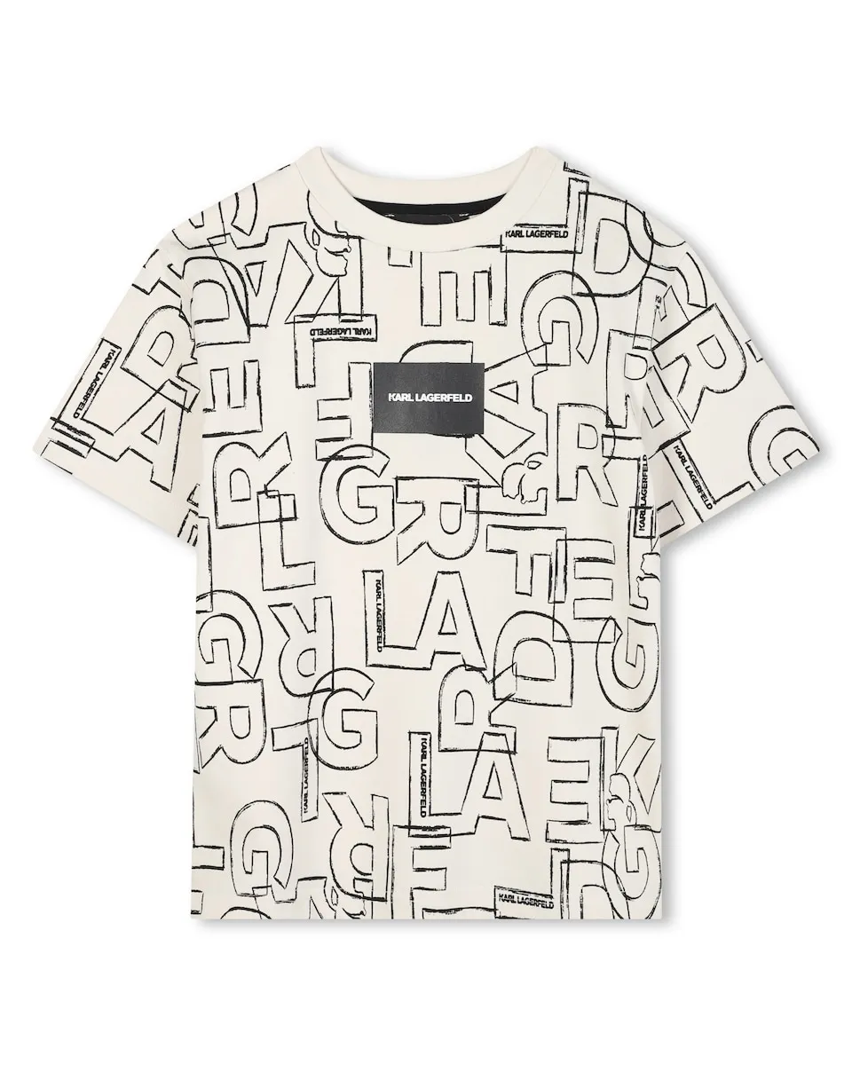 

Детская футболка естественного цвета из хлопка Karl Lagerfeld Kids