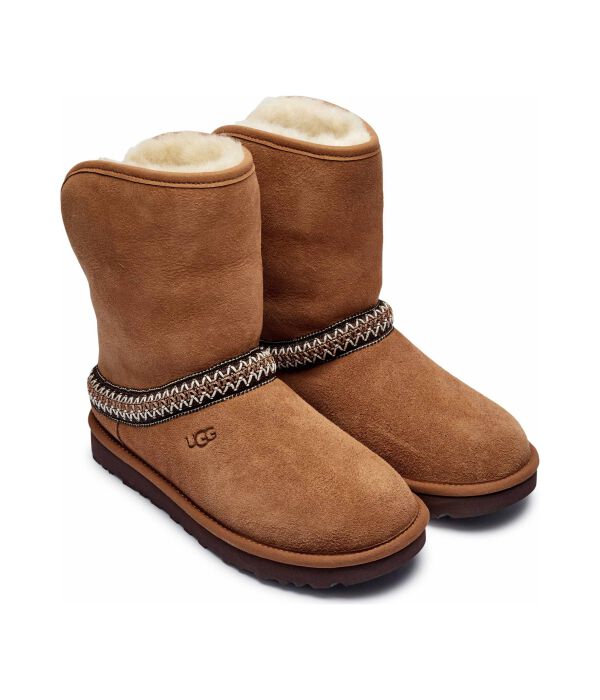 Ботинки кожаные зимние UGG с узором, коричневый — фото 3