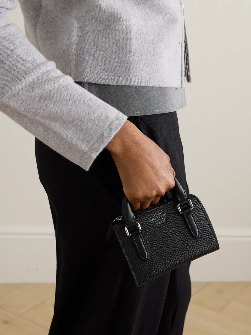 Текстурированный кожаный кардхолдер Smythson + Sacai, черный — фото 2