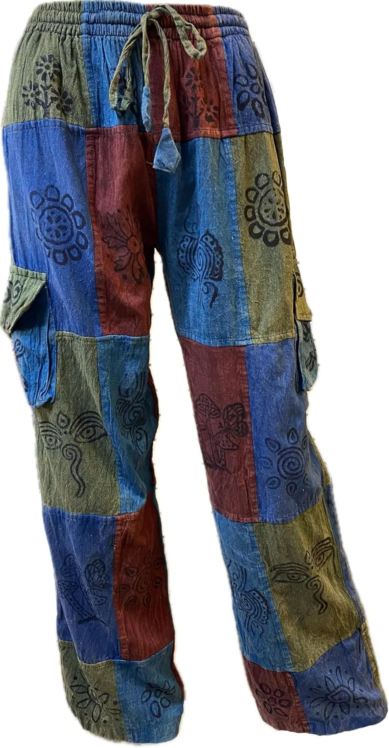 Широкие брюки для йоги, пэчворк, Karma Handicrafts, Blue