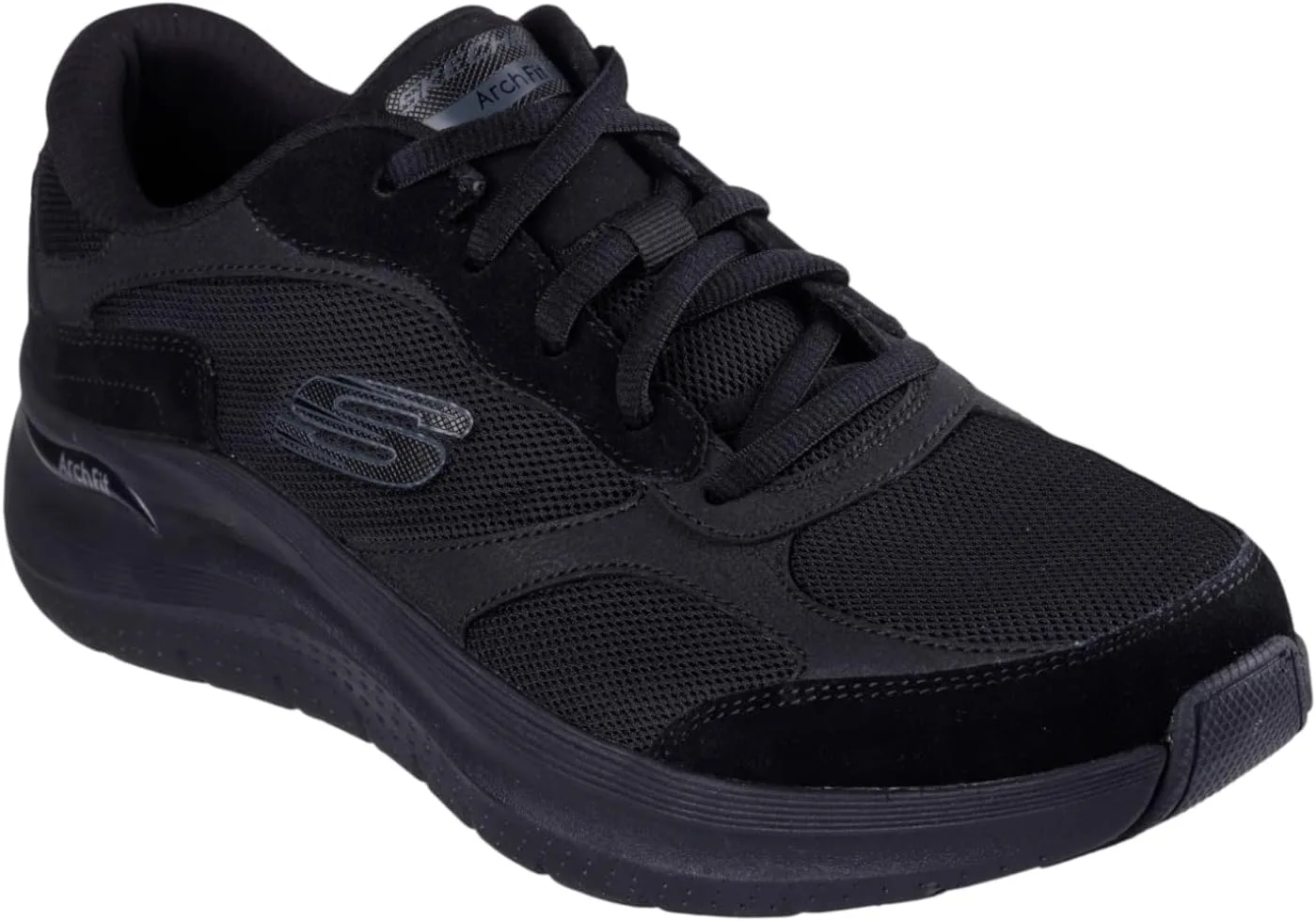 Мужские кроссовки Skechers из сетчатой кожи на шнуровке с резиновой подошвой, черный — фото 3