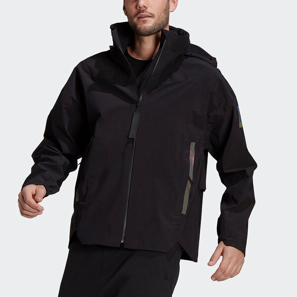 Куртка Men's adidas Myshelter Jkt Outdoor Sports Loose Rainproof Hooded Logo Jacket Black, черный — фото 2