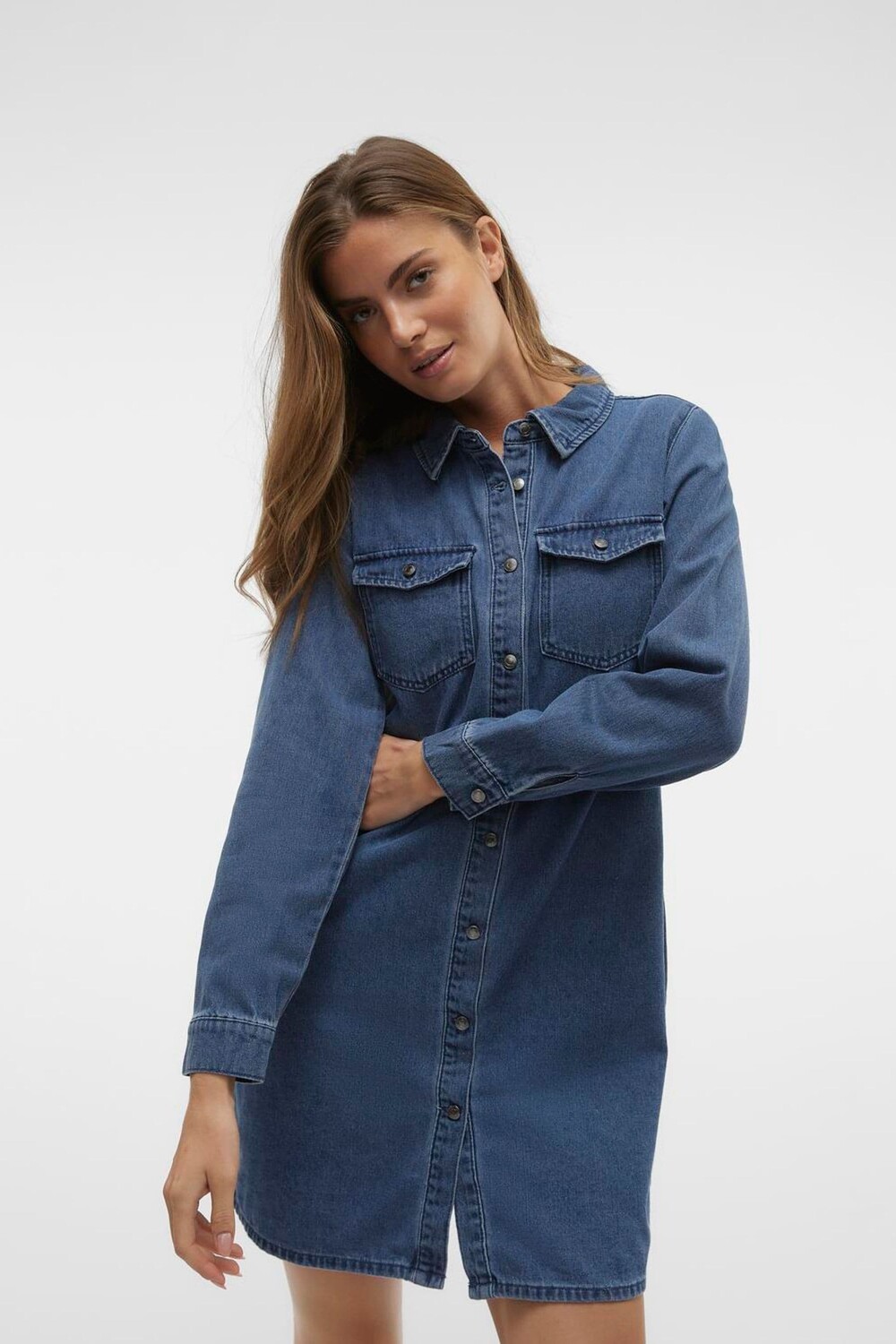 

Джинсовое платье с длинными рукавами Vero Moda, синий