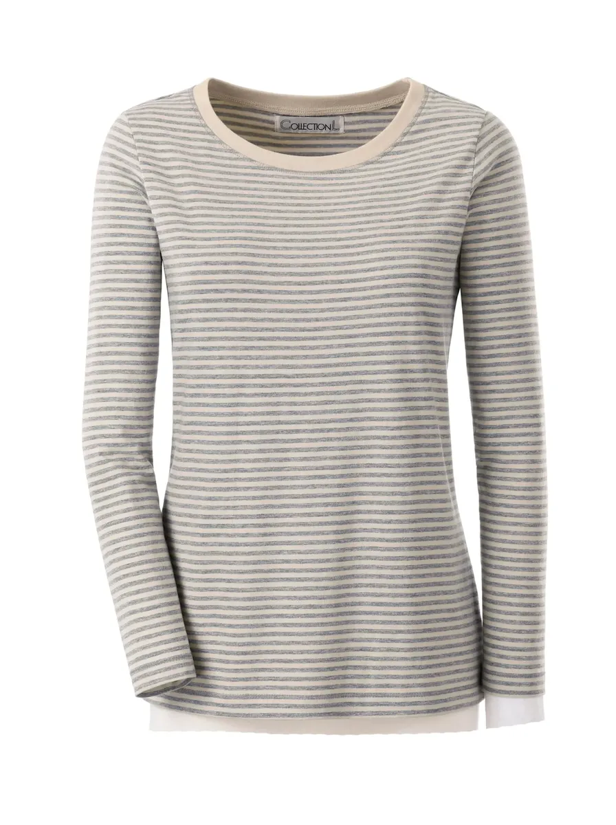 

Рубашка с длинным рукавом в стиле кэжуал "Shirt" Casual Looks, цвет Sand-Grau-Geringelt
