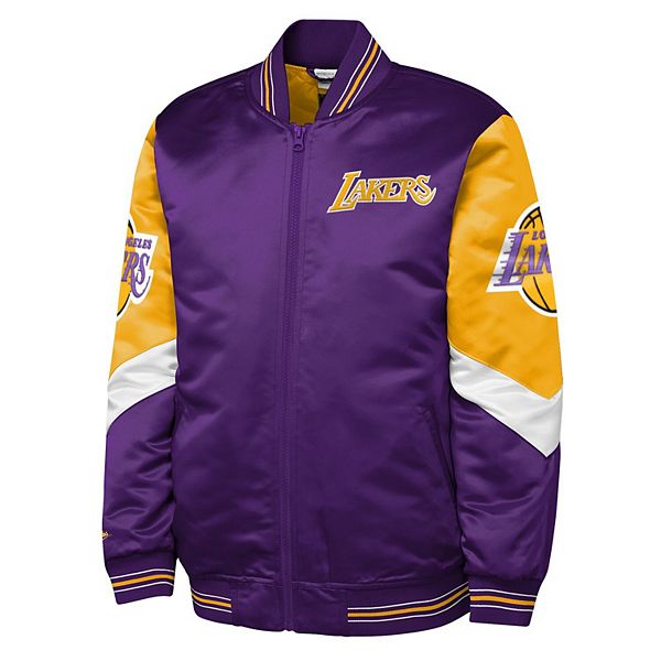Молодежная фиолетовая satin куртка los angeles lakers throw it back heavyweight full-zip Mitchell & Ness — фото 3