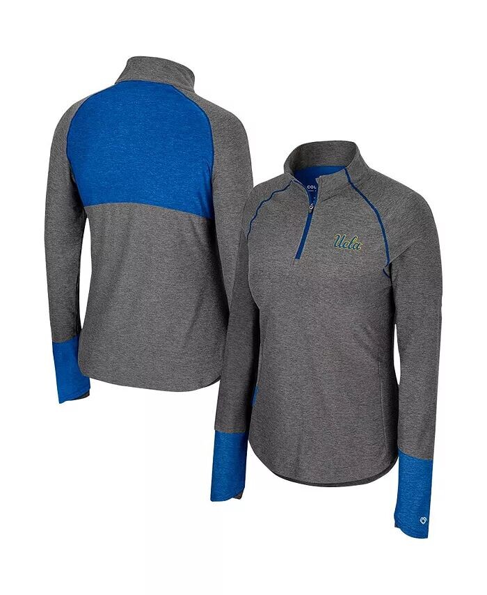 

Женский черный топ UCLA Bruins Morningside Sleeve Hit Raglan с застежкой-молнией на четверть Colosseum