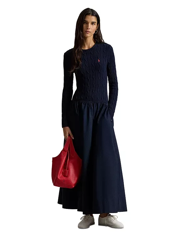 Платье-Макси с лифом-свитером Ralph Lauren, Blue