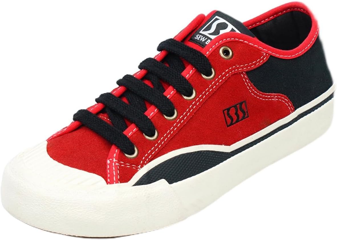 

Кеды для скейтборда SEW BY SOU для мужчин, кожаные, низкие, для профессионального скейтбординга и повседневной носки, черный/красный