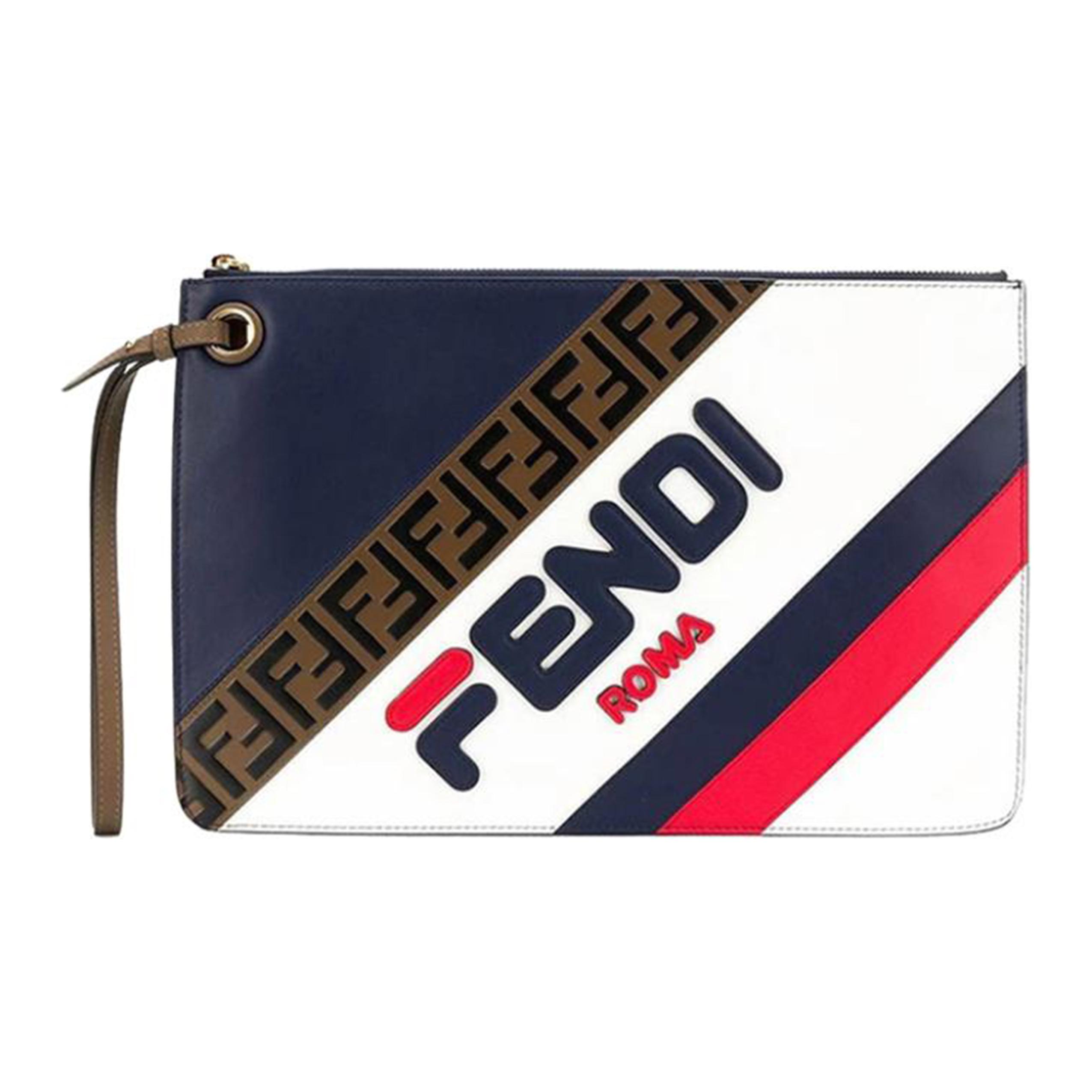 

FENDI FILA Collaboration клатч из коровьей кожи средний женский blue/white