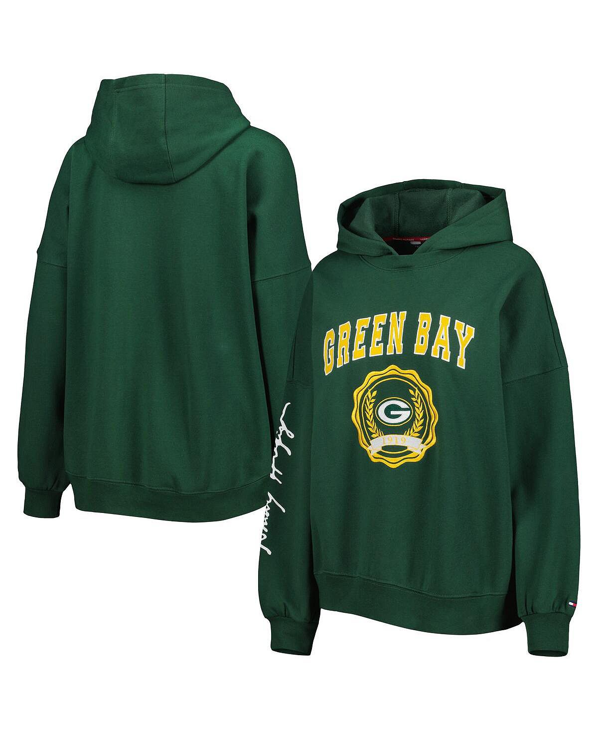 

Женский зеленый пуловер с капюшоном Green Bay Packers Becca с заниженными плечами Tommy Hilfiger, зеленый