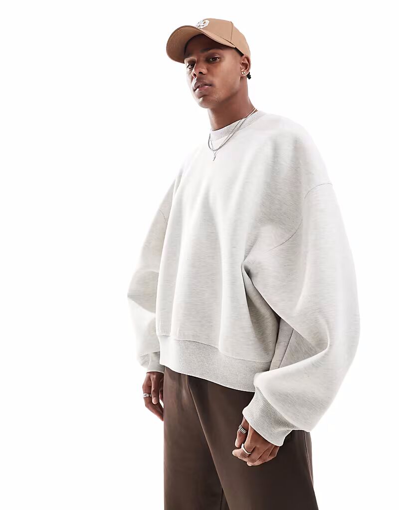 

Плотная толстовка ASOS DESIGN свободного кроя серого меланжевого цвета