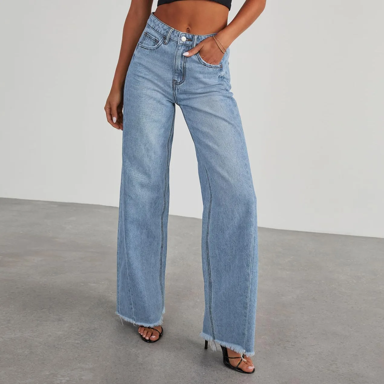 Джинсы Wide Leg для женщин High Waisted Loose Fit — фото 3