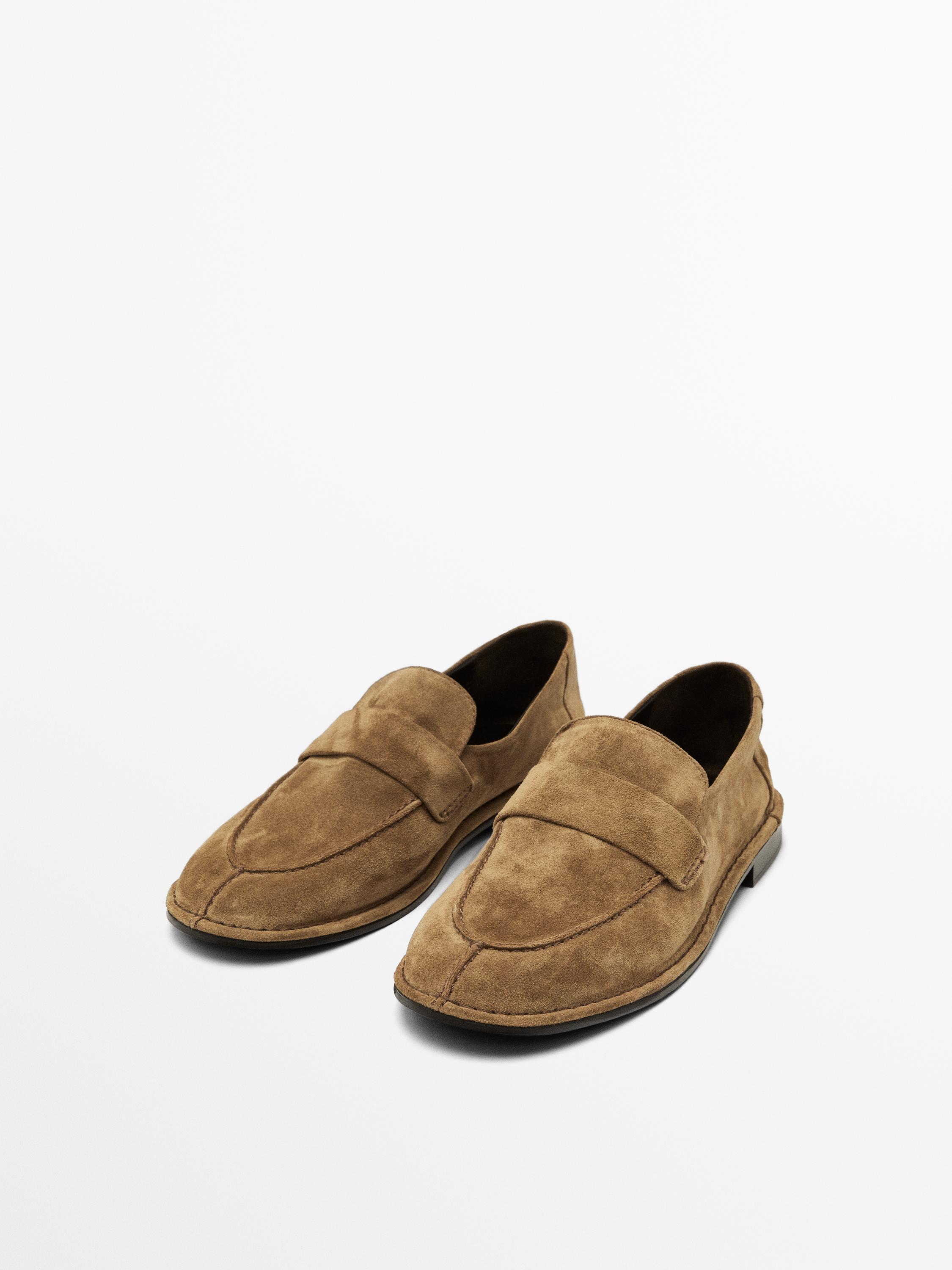 Мягкие замшевые мокасины Massimo Dutti, коричневый — фото 2