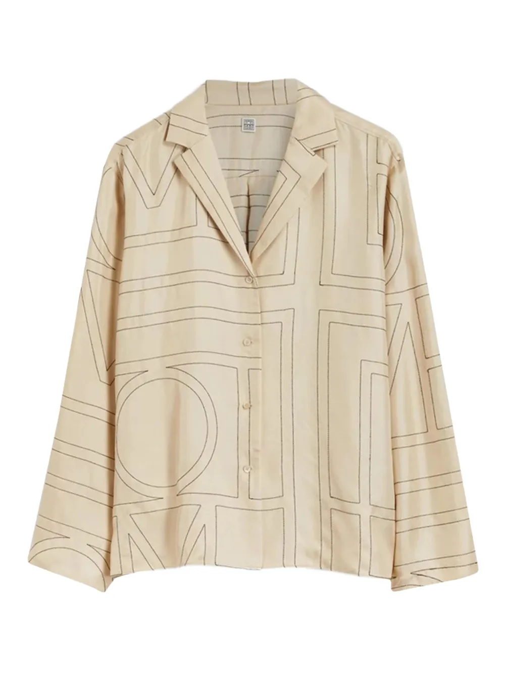 

Пижамный топ из шелка с монограммой Toteme, бежевый