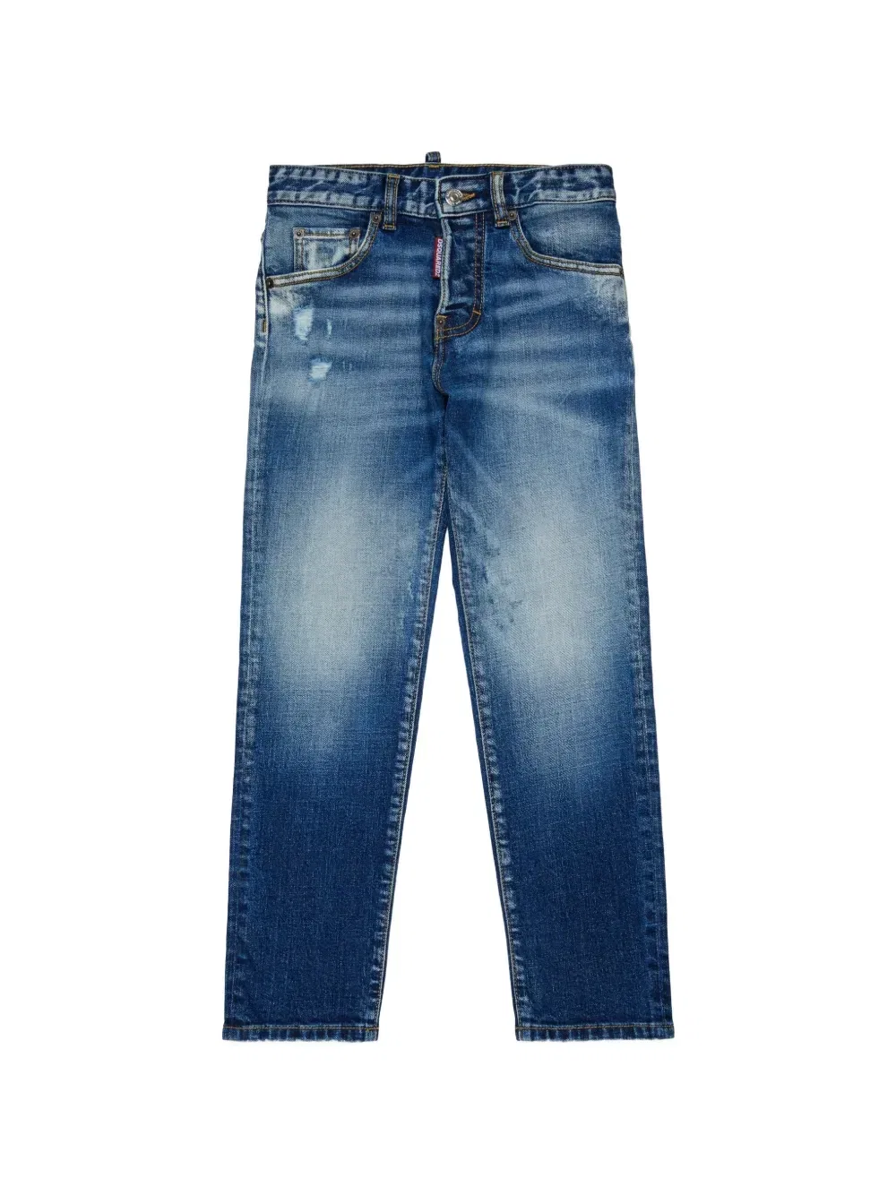Прямые джинсы с эффектом потертости Dsquared2 Kids, синий