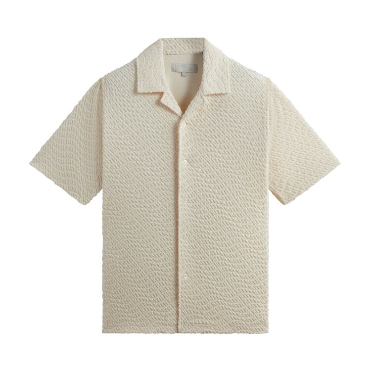 

Рубашка Kith Wavy Monogram Towel Terry Thompson Shirt, кремовый, Серый, Рубашка Kith Wavy Monogram Towel Terry Thompson Shirt, кремовый