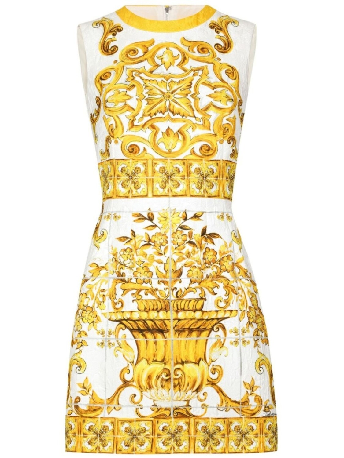 

Dolce & Gabbana шелковое платье мини Majolica без рукавов, желтый