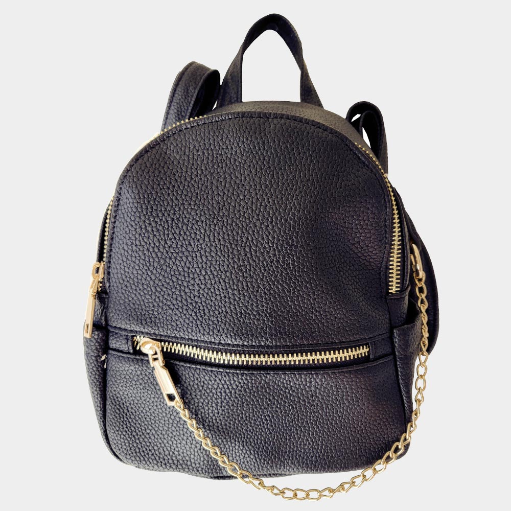 

Мини-рюкзак из искусственной кожи с цепью FASHNZFAB, черный