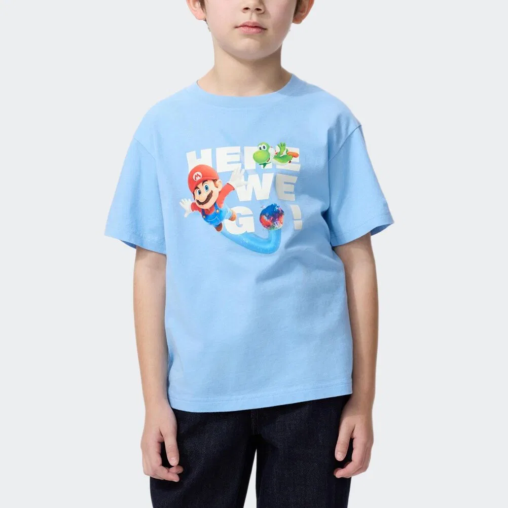 Футболка x Mario Movie для детей UNIQLO, Aqua Blue — фото 4