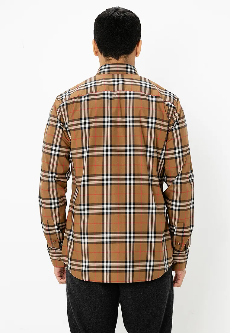 Рубашка Shefford Burberry с длинным рукавом, клетчатая, коричневый — фото 2