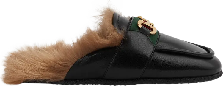 

Кроссовки Gucci Slipper 'Horsebit - Black', черный, Серый, Кроссовки Gucci Slipper 'Horsebit - Black', черный