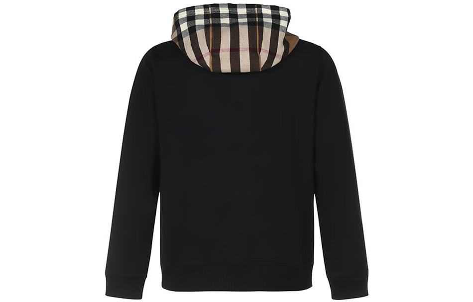 Худи Burberry Check Hood на молнии, черное — фото 4