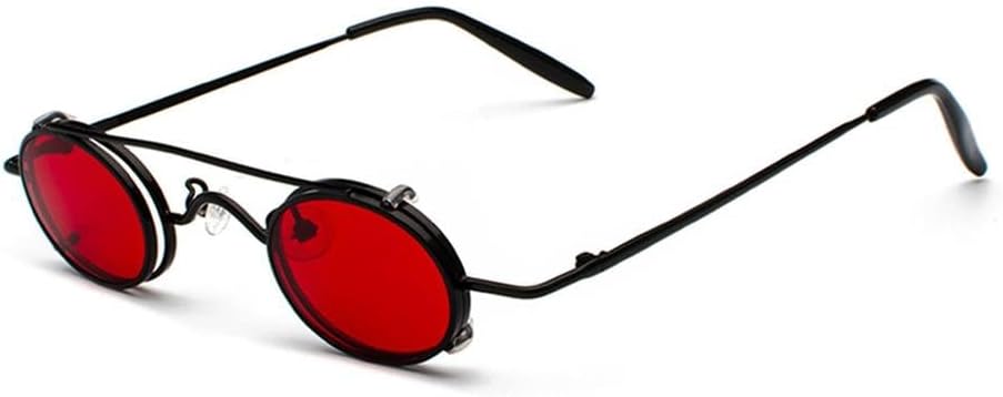 

Винтажные круглые солнцезащитные очки со съемными линзами для мужчин и женщин в стиле стимпанк, ретро, ​​маленькие круглые очки в металлической оправе KTUCN, C9blackred
